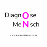 bei diesm logo steht diagnose mensch in schwarzer schrift und das o und das n sind pink und bilden so on. es soll zeigen, dass du bereit bist für wertschätzung, toleranz und respekt in dieser wel.