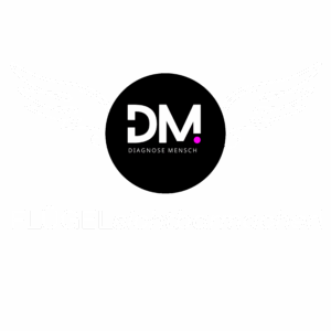Engelsflügel und in der Mitte ist ein schwarzes logo mit den Buchstaben großD und groß M. daruntersteht flügelsichtbarmacher.